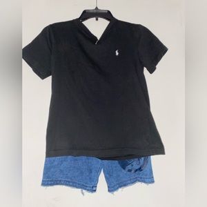 Polo Shirt & 365 Shorts Boys Black and Blue short Set Size 8